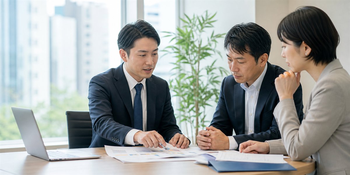 仙台の企業支援をテーマに補助金資料を確認する専門家ミーティングのイメージ