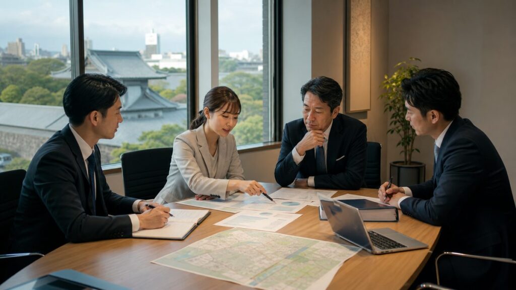 金沢の地域企業支援をテーマに補助金支援会社の会社売却と事業承継を相談する専門家ミーティングのイメージ