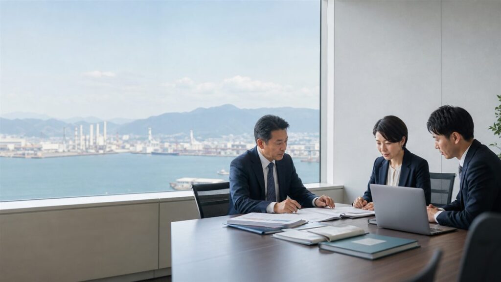 広島の事業再構築補助金支援会社で案件台帳を確認する事業承継ミーティング