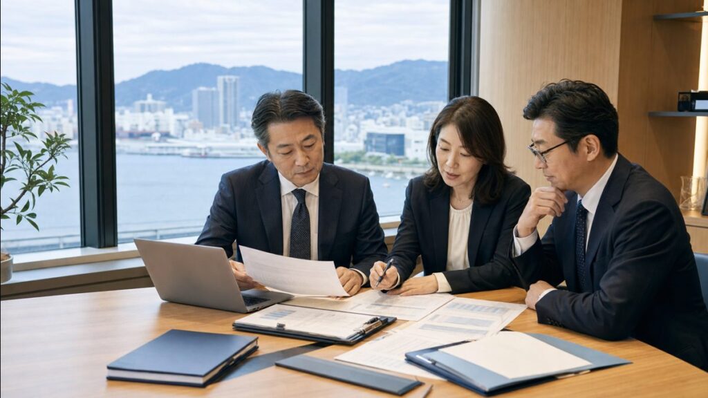 神戸の助成金コンサル会社の会社売却に向けて顧客承継資料を確認する専門家会議
