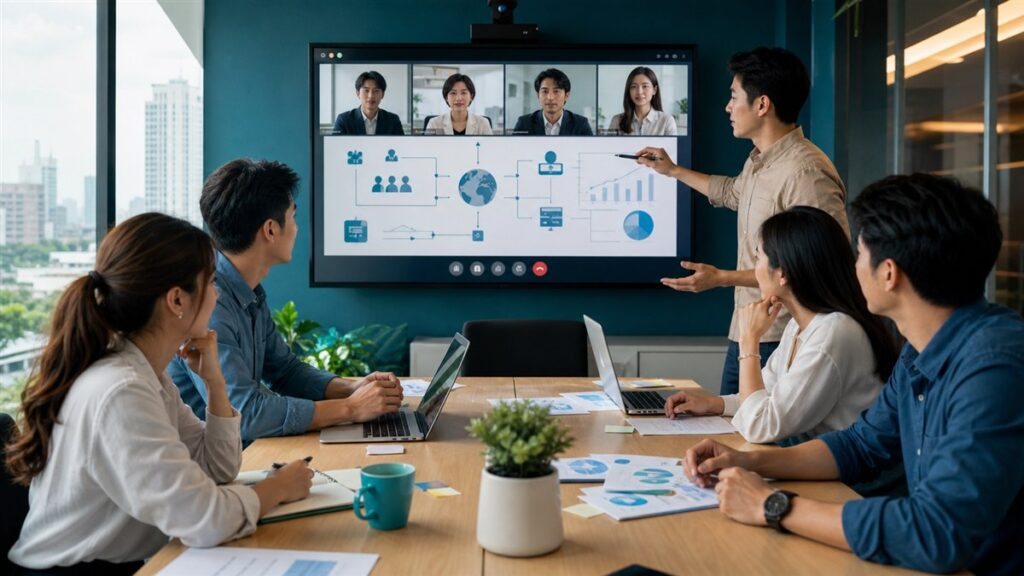 ベトナム事業譲渡のM&A事例で日越のデジタル事業統合を協議するチーム
