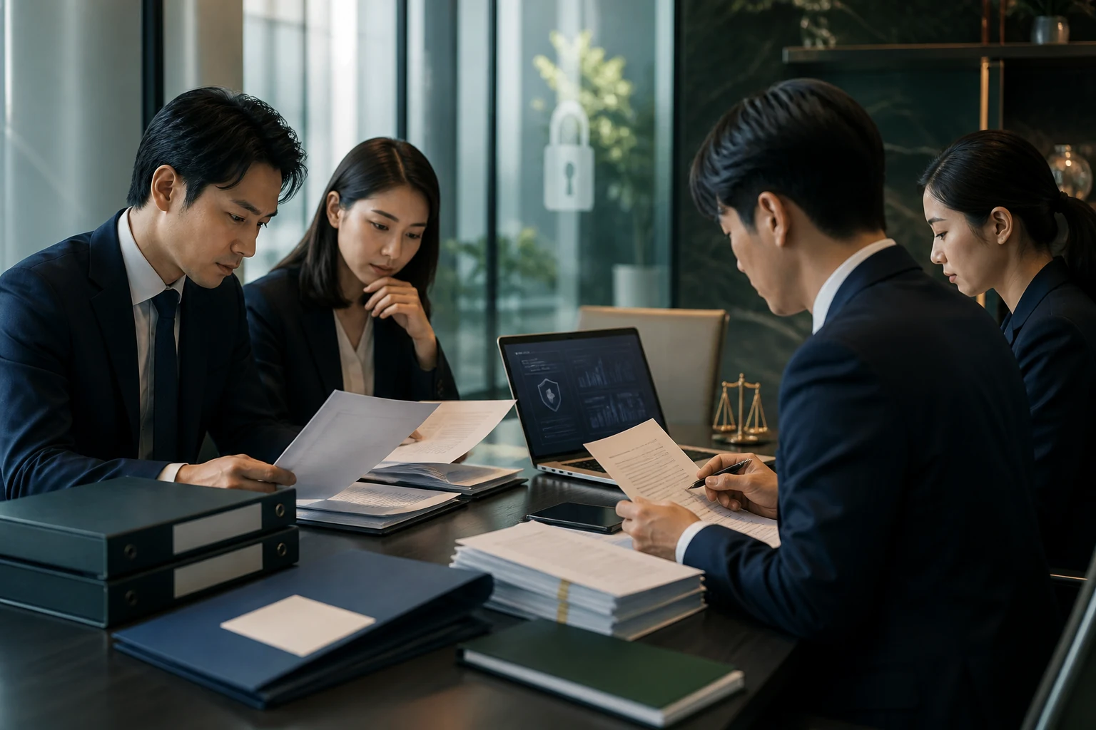 匿名化した補助金支援案件の資料をアクセス制限された環境で確認する様子