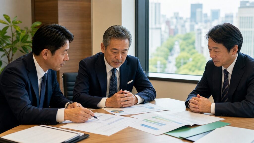 仙台の補助金支援会社の会社売却に向け案件台帳と採択後支援の引継ぎを確認する経営者と専門家